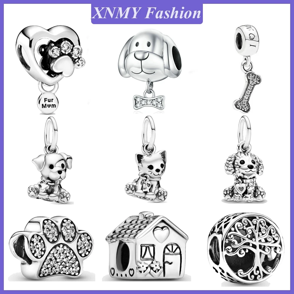 Подвеска-Шарм XNMY для браслета Pandora серебристый цвет счастливый лабрадор собака