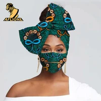 african turban for women colorful head wraps lady 2 piece sets dashiki hippie elegant fashion ankara style wax pure cotton