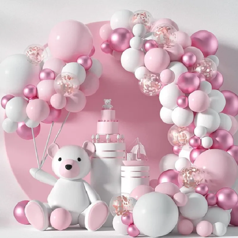 

Цепочка для воздушных шаров Macaron, украшение для вечеринки в честь будущей матери, для мальчиков и девочек, розовый и белый воздушный шар, сте...