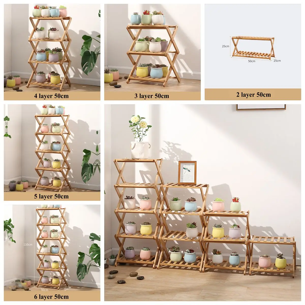 

Многоярусная Складная подставка-держатель для цветов и растений, деревянная подставка для растений, подставка для балкона, подставка для с...