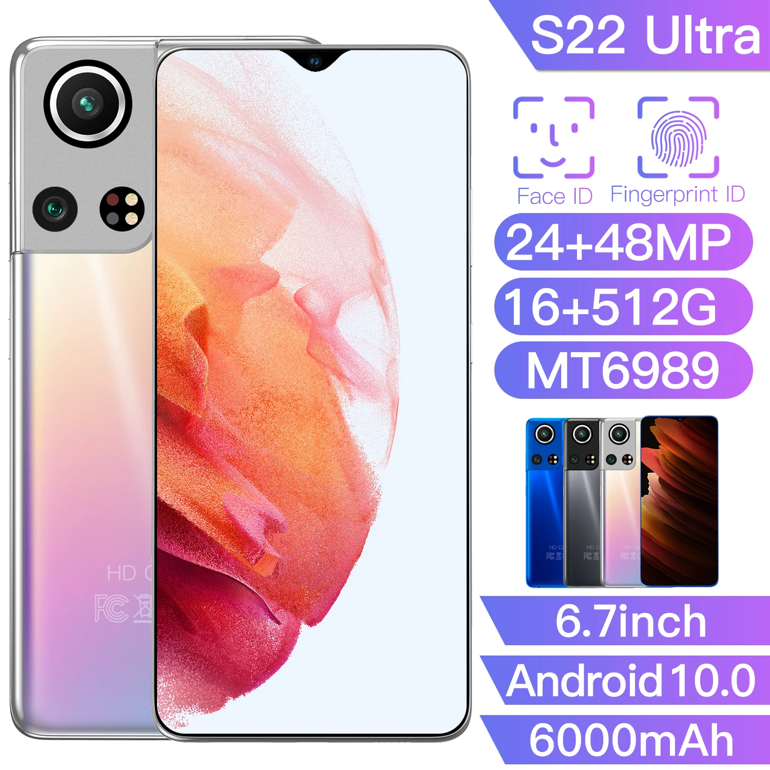 

2021 Global Version S22 ULTRA Smartphone 5G Screen High-end Back Cover 6.1-inch HD Screen 6 + 128gb Dual SIM Dual Standby Phone