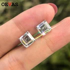 Женские серьги-гвоздики OEVAS из настоящего серебра 925 пробы, сверкающие большие 7,5 мм циркониевые Свадебные ювелирные изделия, хороший подарок для девушек