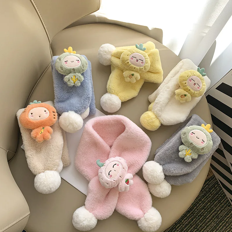

Soft fluffy scarf for boys and girls Winter cute baby warm scarf for outdoor comfort children's bib kawaii wholesale