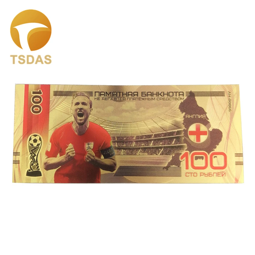 2019 русские футбольные рубли банкноты 24k позолоченные 100 Золотая фольга Ретро