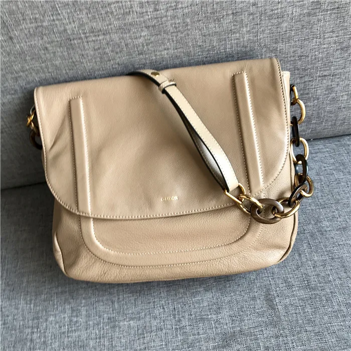 apricot Kafunila real leather shoulder bag female genuine leather luxury handbags women bags designer high quality crossbody saddle bag - Цвет: apricot