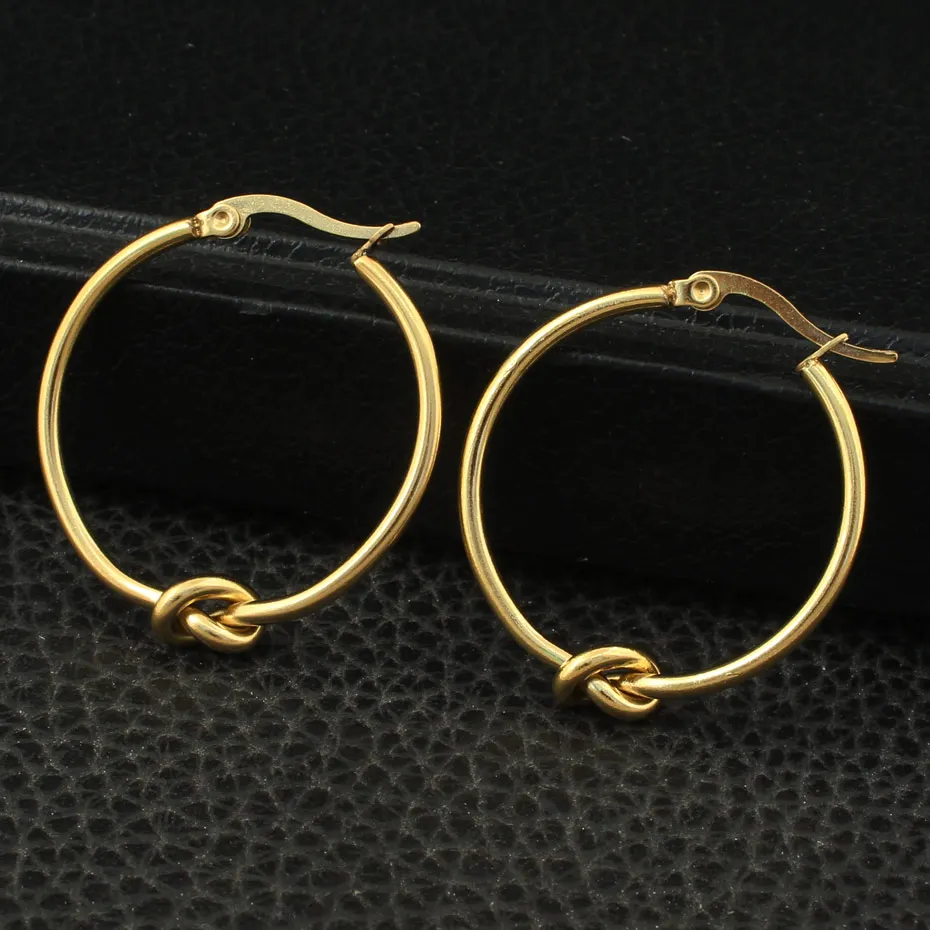 Серьги кольца золотистые женские простые ювелирные украшения из нержавеющей