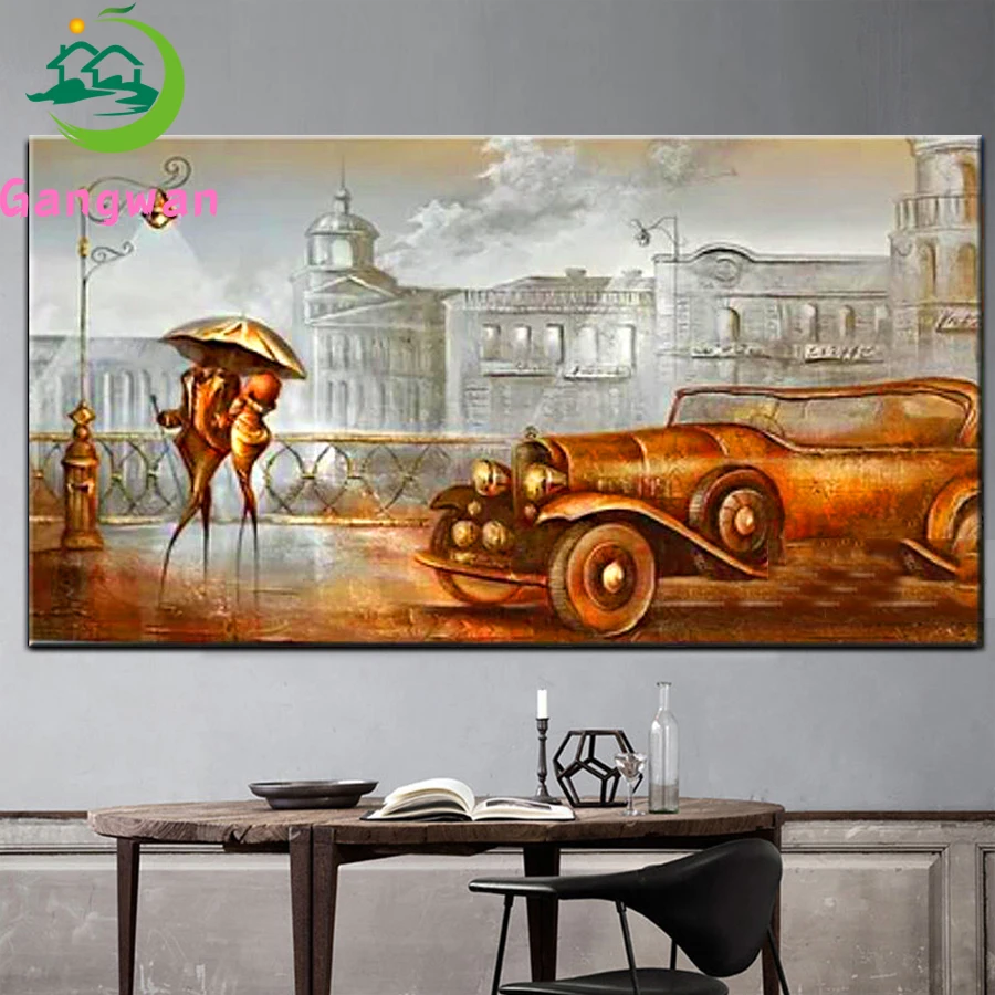 

Алмазная картина продажа ретро зонтик Lover камни в форме ромба круглый 5d Сделай Сам Алмазная сверло для вышивки романтические пары большие Арт Декор