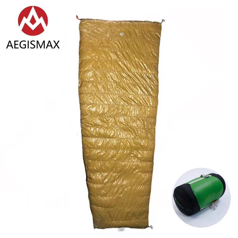 Легкий длинный походный пуховый спальный мешок AEGISMAX 800FP из белого гусиного пуха и