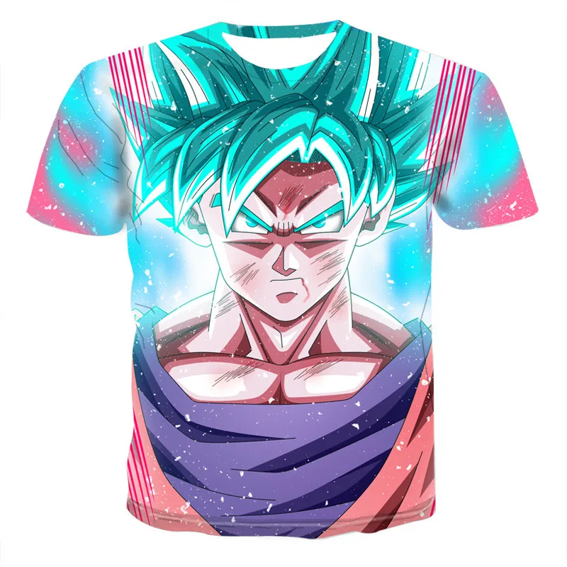Новая 3D футболка Dragon Ball Z Goku с коротким рукавом и круглым вырезом летняя Saiyan Vegeta