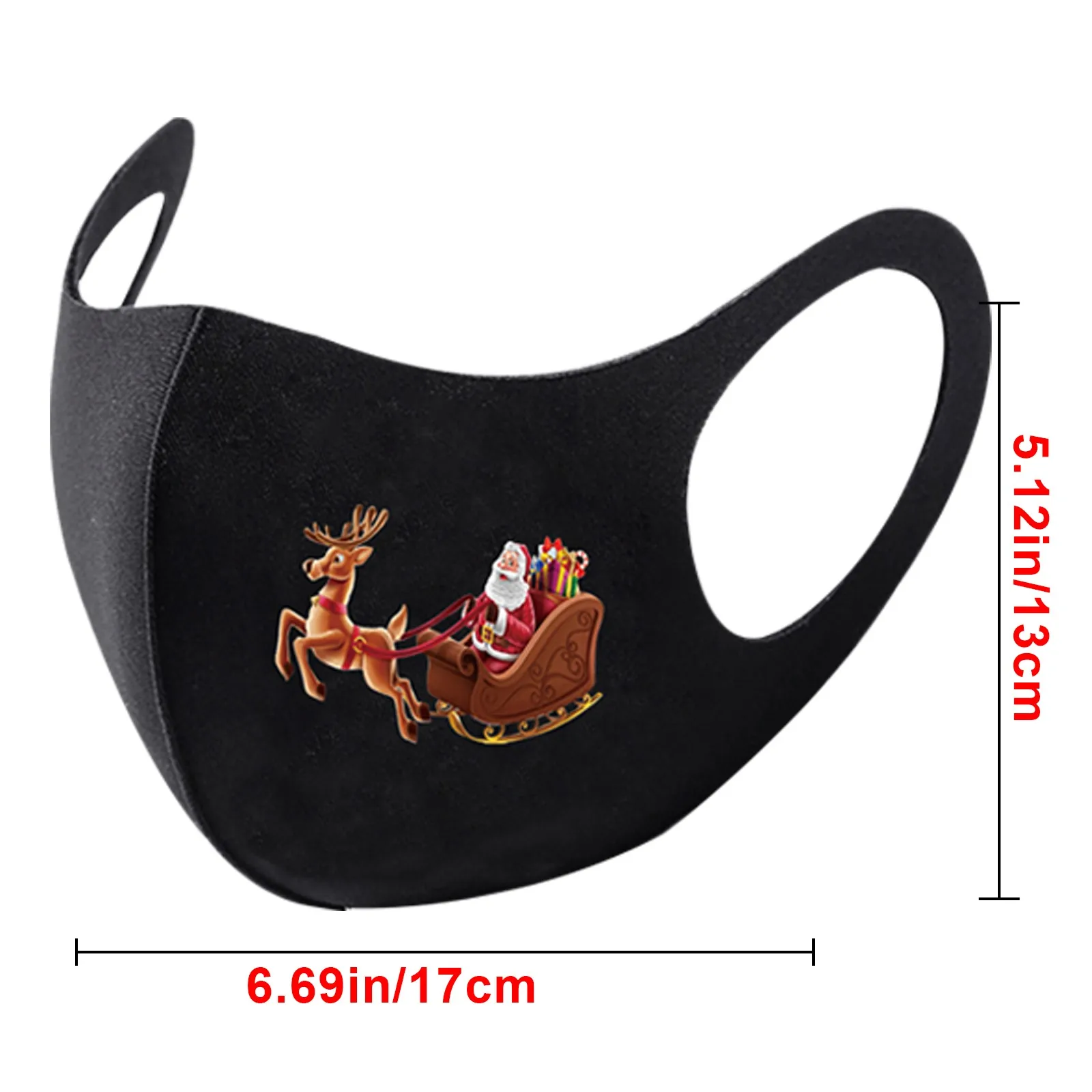 

5pc Adult Face Masks Christmas Elk Printed Windproof Haze Proof Protective Mascarillas Washable Ice silk soft Earloop Masques