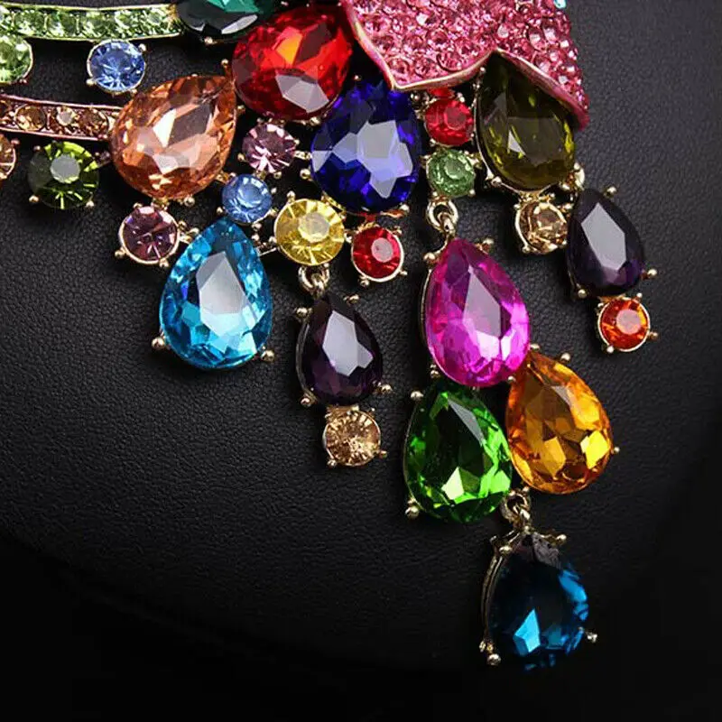 Fashion Crystal Necklace Earring Bridal Women Party Rhinestone Jewelry Set Multicolor Gem Statement Choker Indian Luxury Collars | Украшения