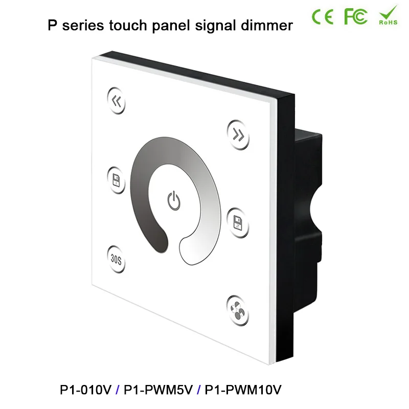 

Wall-mounted LED Strip touch panel signal dimmer 2CH 0/1-10V analog signals,PWM5V/PWM10V signal tape Controller AC85-265V Max10A