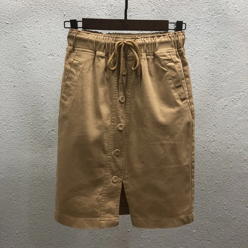 

Осенне-летняя повседневная женская юбка цвета хаки, черная эластичная джинсовая юбка-карандаш с высокой талией 2020, женские эластичные джин...