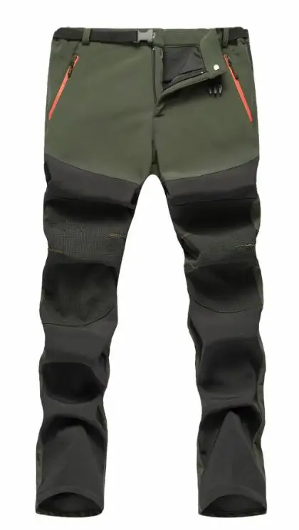 Facecozy мужские зимние уличные походные брюки, мужские флисовые водонепроницаемые брюки для альпинизма, кемпинга, походов для рыбалки, охоты - Цвет: Зеленый