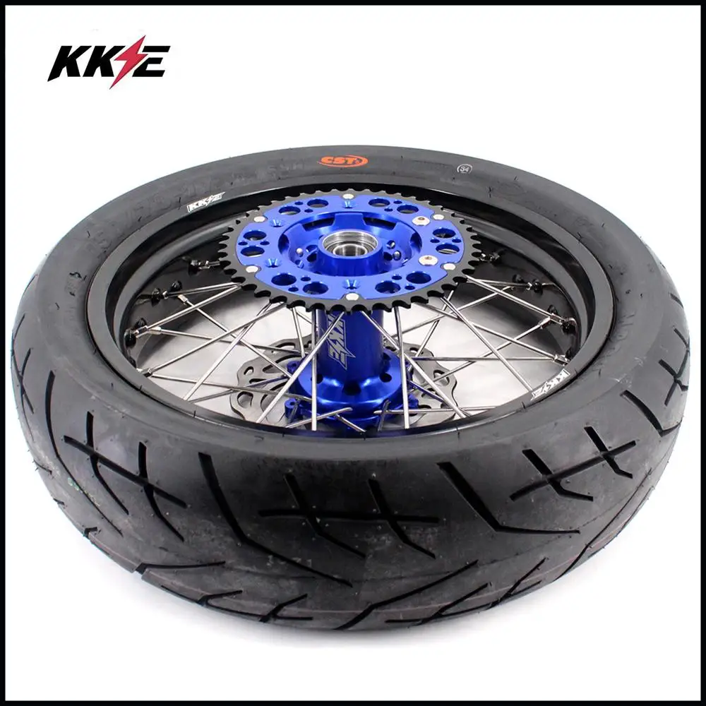 3,5/4,25 Spoked супер мото колеса CST обод шины Набор для HUSABERG FE FC 250 350 450 501 2004- Supermotard диски синий