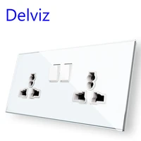 delviz tempered glass socket switch controls double jacks simple white panel rectangular outlet 16a universal power socket