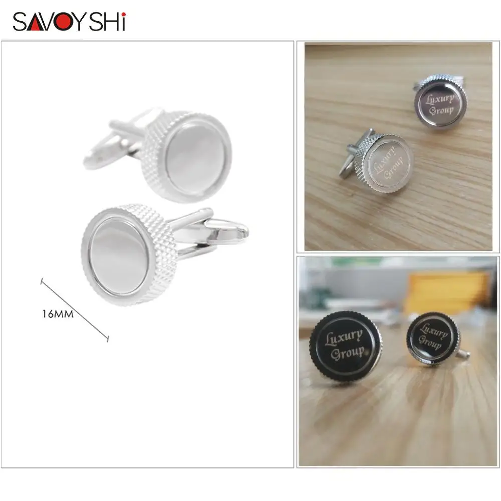 SAVOYSHI, круглые простые запонки для мужской рубашки, запонки, запонки на пуговицах, высокое качество, серебряные металлические запонки, пользовательская эмблема
