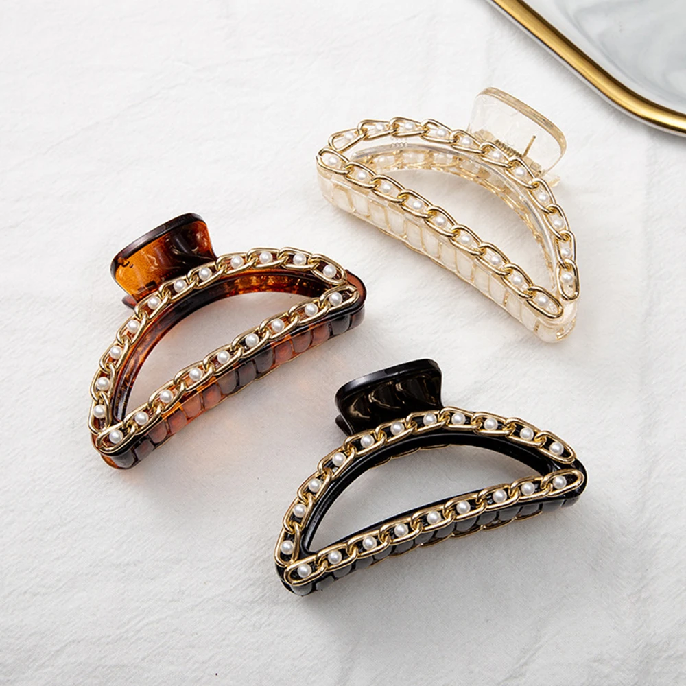 

Korean Fashion Pearl Hair Clips Ponytail Shark Hairpin Women Large Shark Hair Clip Korean Style Vintage Retro Hair Accessories