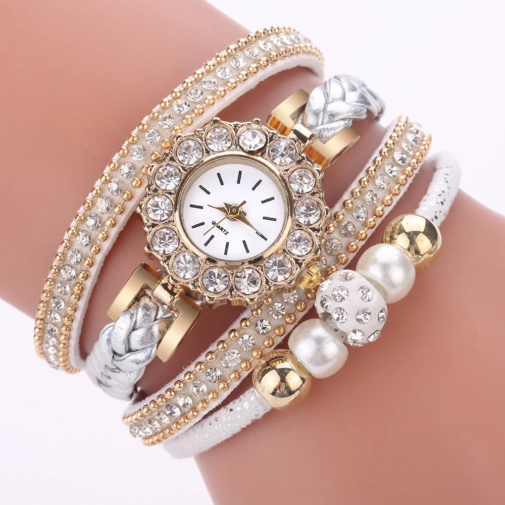

ladiesBracelet Watches Luxury Glitter Crystal Fashion Quartz Wristwatch Clock female Diamond-studded Vintage Watch