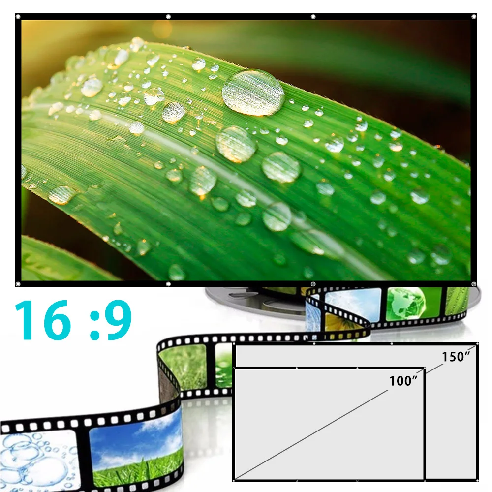 

High Brightness Reflective Projector Screen 100 150 inch 16:9 Fabric Cloth Projection Screen Home Outdoor Office 3D HD Projector