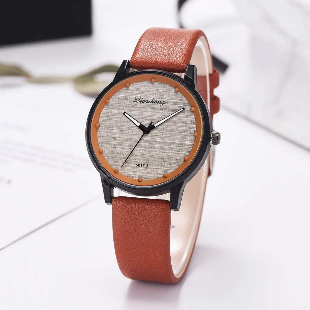 Модные Простые женские часы с принтом монохромные кожаным ремешком повседневные