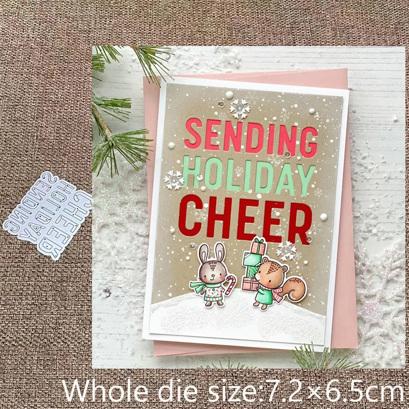 

LXDesign Craft Metal stencil mold Cutting Dies Sending Cheer Words scrapbook die cuts Album Paper Card Craft Embossing