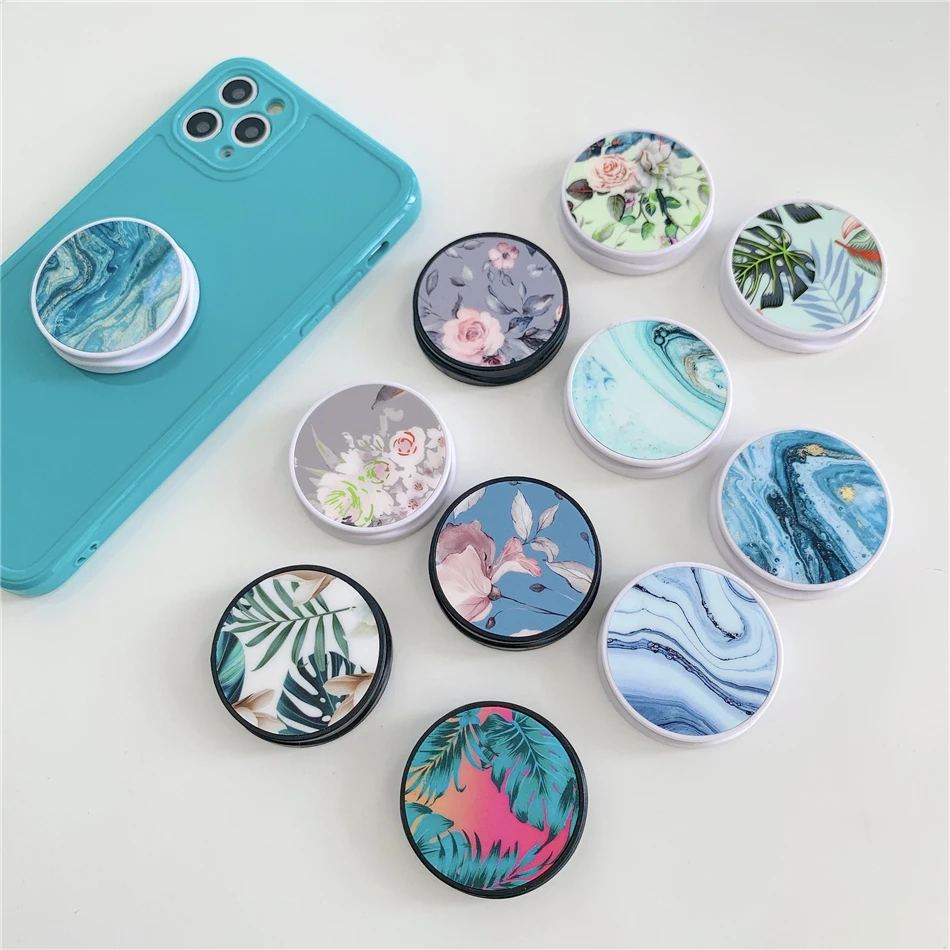 flower expanding phone stand grip finger rring support anti fall round foldable phone holder floral for iphone 12 accessories free global shipping