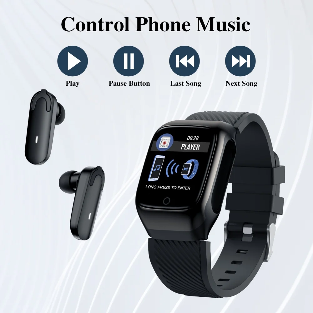 S300 2 в 1 Bluetooth-наушники умные часы музыкальный проигрыватель мониторинг шагов сна
