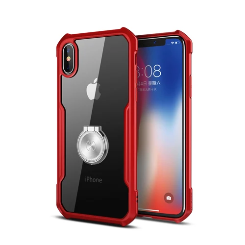 XUNDD Роскошный прозрачный чехол для iPhone Xs чехол для MAX XR, противоударный полный защитный чехол для iPhone 7/7 plus 8 8plus Xs X чехол в виде ракушки - Цвет: Red-with ring