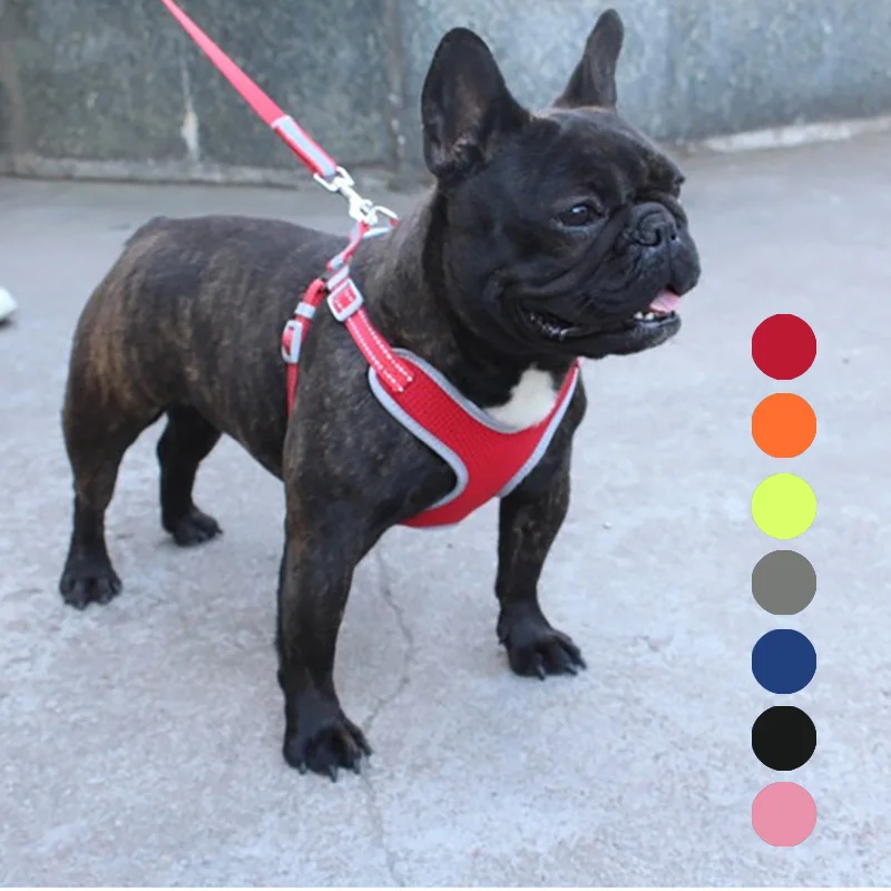 

Harness Small Dogs Leash Reflective Personalized Pet Chest Harness Vest Type Rope Accessories Supplies French Bulldog Products