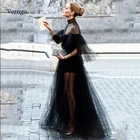 Черные вечерние платья Verngo с длинным кружевные аппликации Формальные, праздничное платье для выпускного вечера