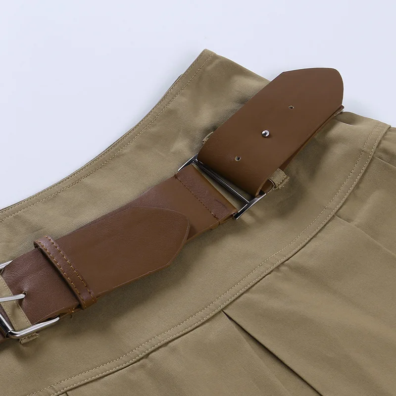 

Preppy Style Green Plaid High Waist Sexy Mini Skater Skirts with Belt Women 2021 Spring Summer Pleated Tennis Skirt