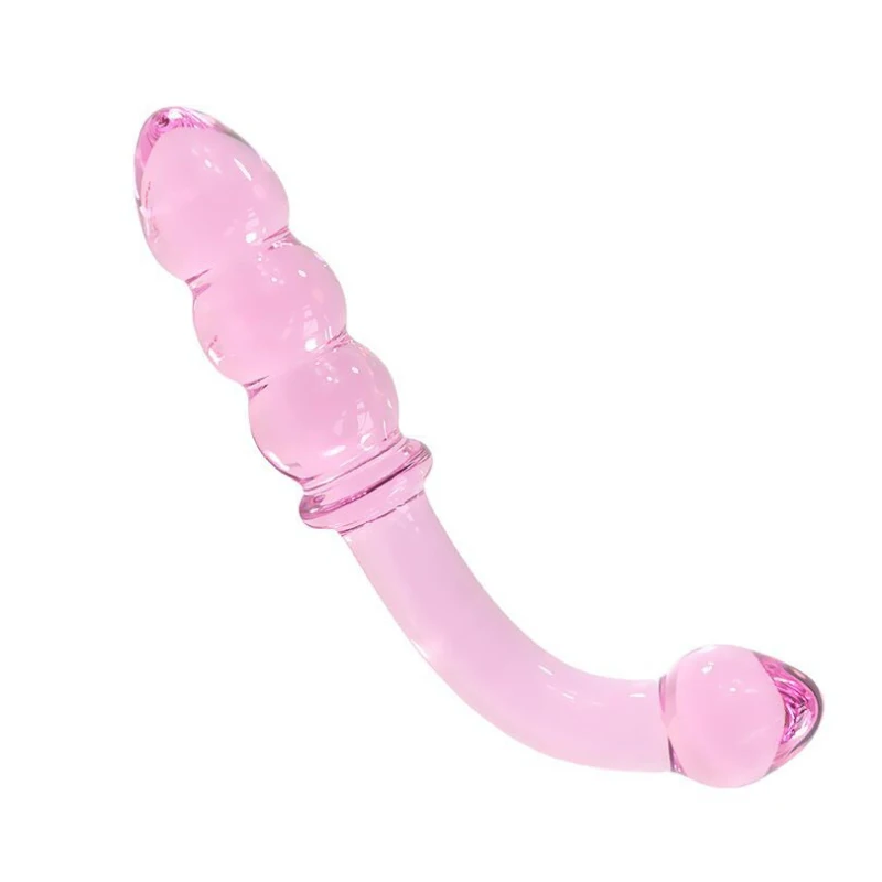 Pink Glass Dildo for Woman Vagina Anal Butt Plug Beads Ctystal Double Penis Dick Cock Sex Toys Men Adults Product Shop | Красота и