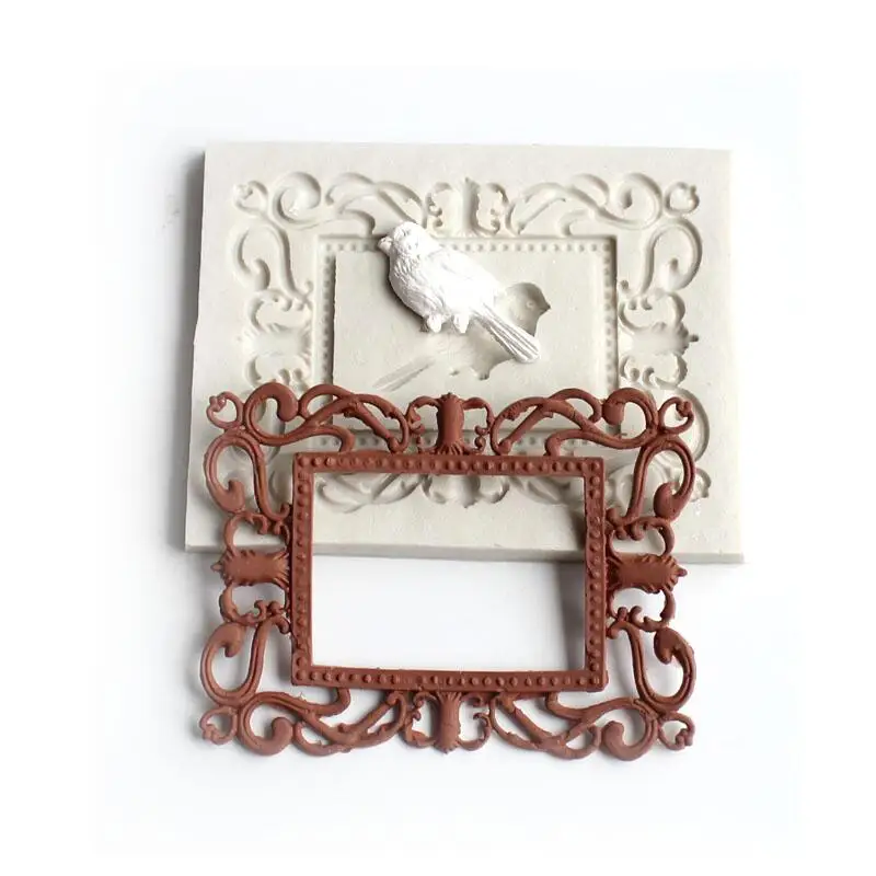 

Retro carved picture frame frame listing scented candle plaster chocolate silicone mold fondant mold cake decorating tools