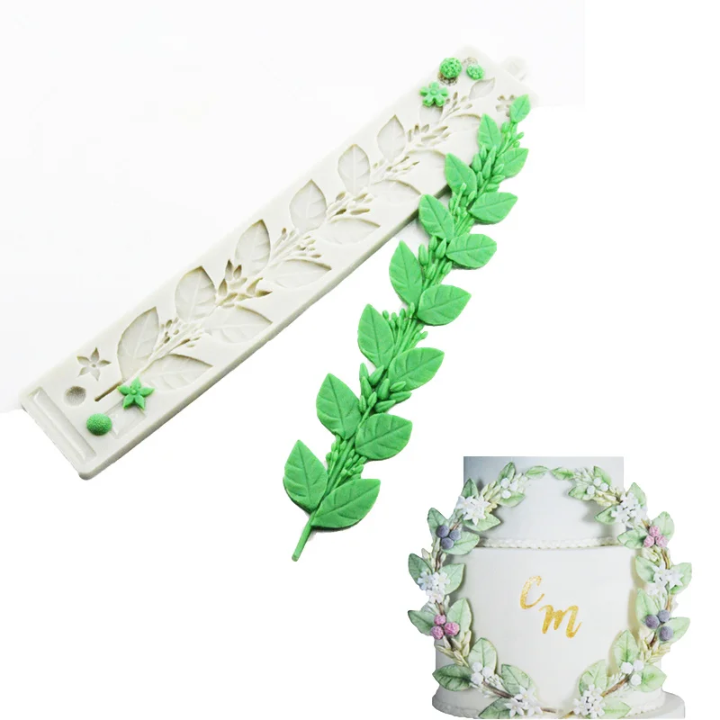 Aouke Цветок Силиконовые помадки торт плесень листья жасмина виноградные границы