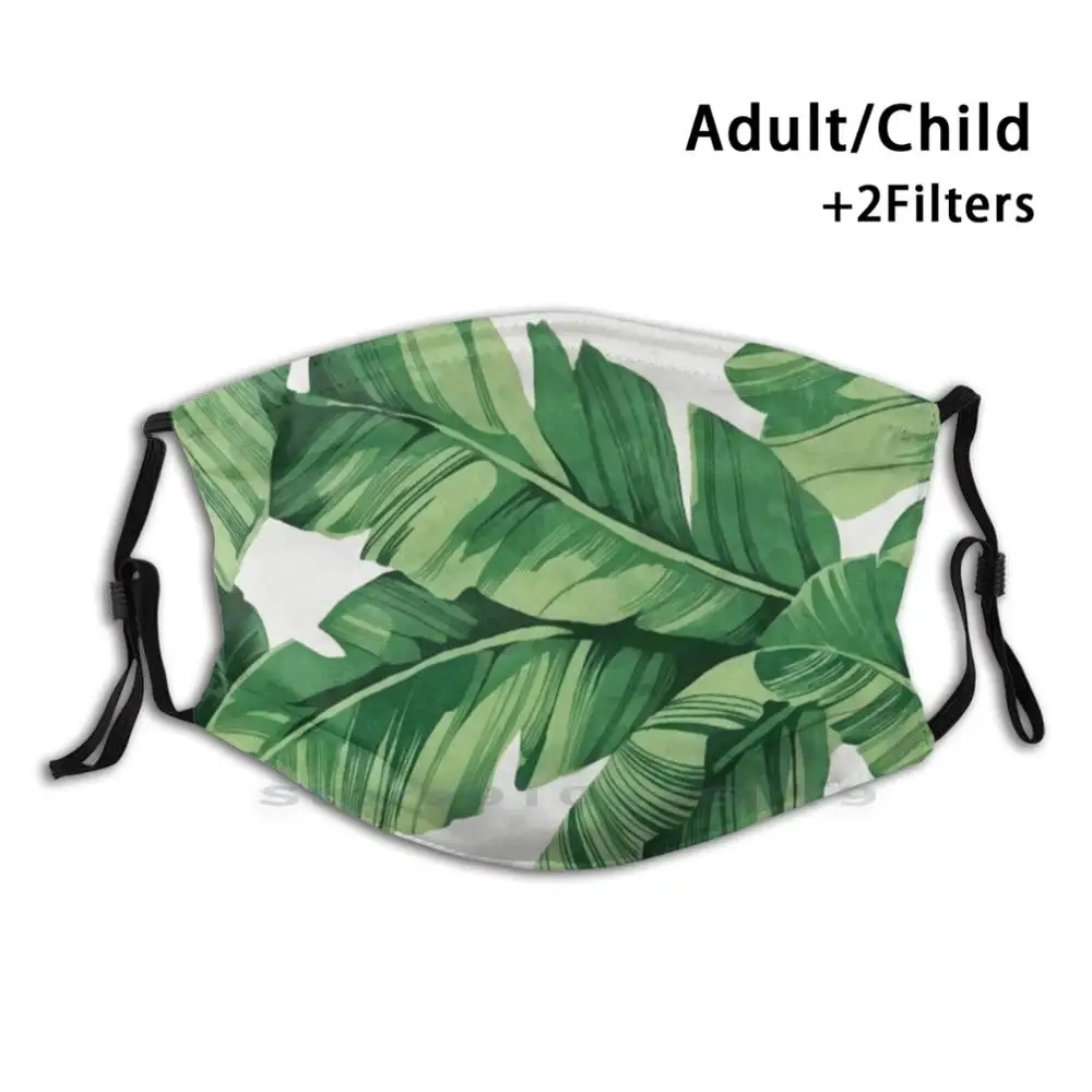 

Tropical Banana Leaves Print Reusable Pm2.5 Filter DIY Mouth Mask Kids Rainforest Plant Pattern Nature Palm Summer Texture