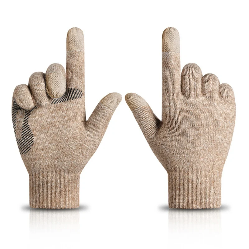 Knitted Gloves Touch Screen Male Mitten Thicken Warm Wool Cashmere Business Gloves