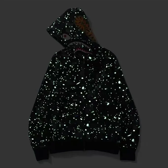 

BAPE Jacket Hoodie Luminous Camouflage Brushed Men's Hooded Casual Jacket Sweatshirt Winter Men's Clothing Jacket