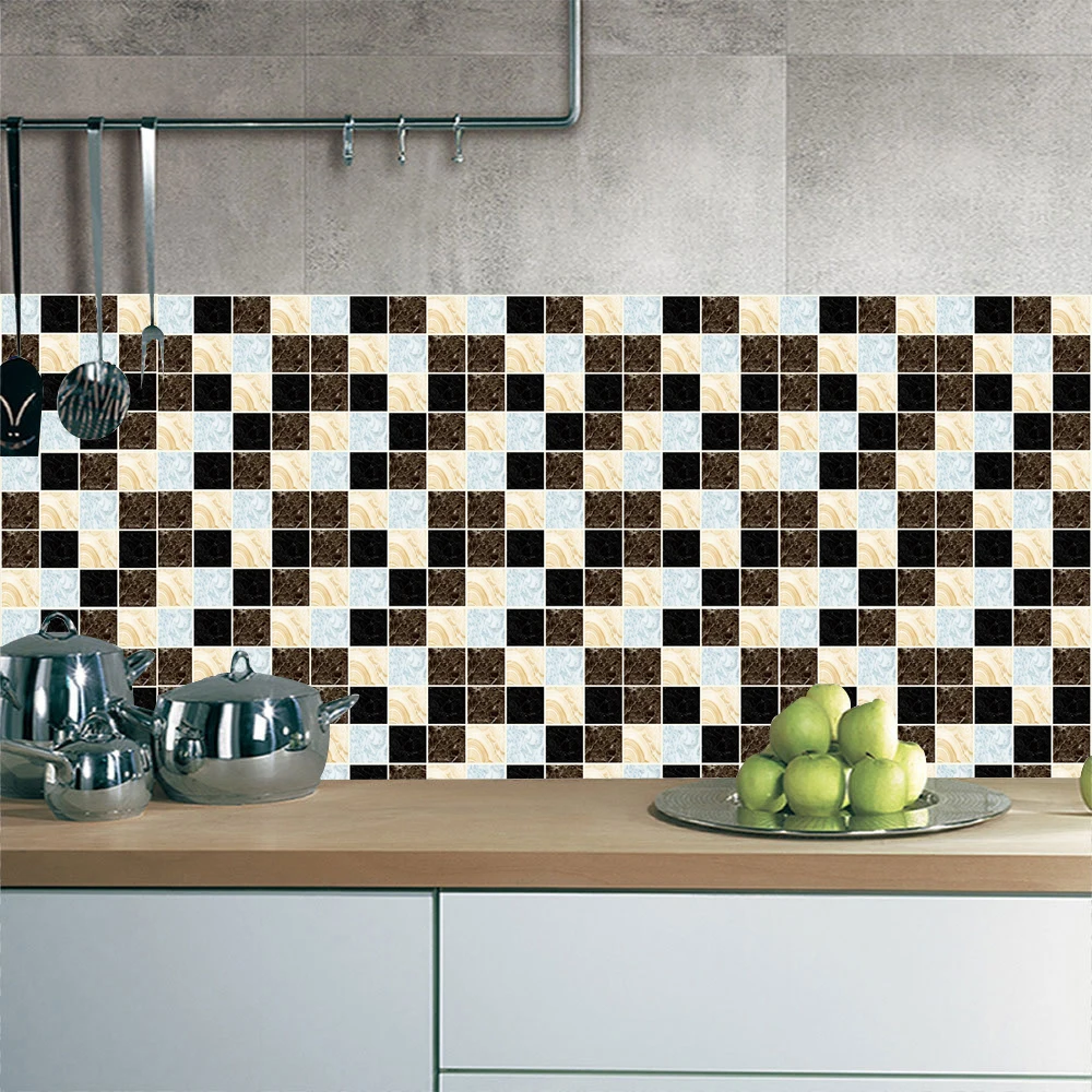 15 шт./компл. Мрамор мозаика Стиль матовый Плитки стены Стикеры Ванная комната