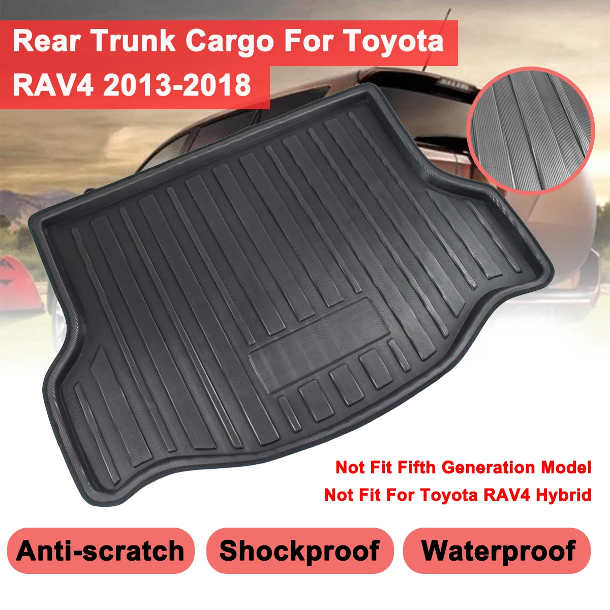 

Rear Trunk Mat Car Tray Boot Liner For Toyota RAV4RAVA 4 2013 - 2018 Cover Matt Cargo Boot Liner Floor Carpet Mud Non-slip