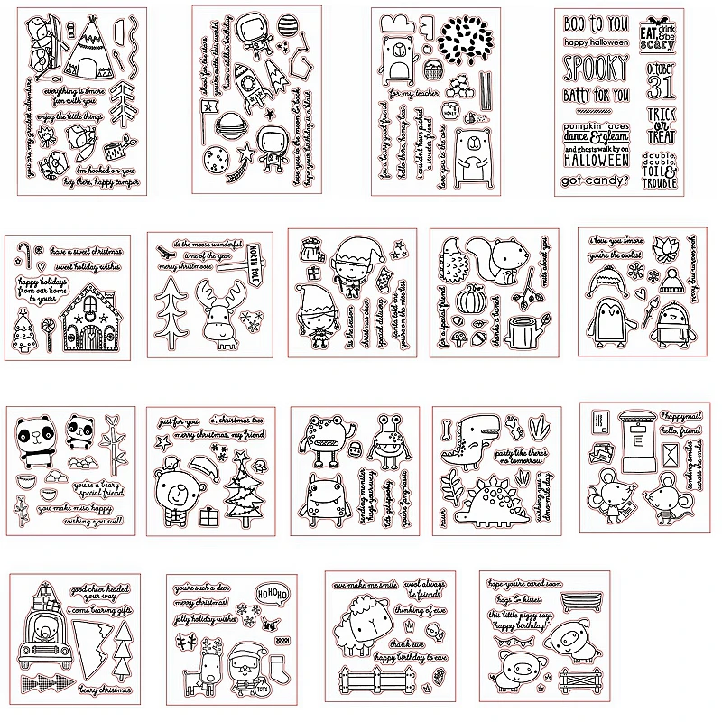 Микс милых животных охотничьи зимние снежные буквы Счастливого Рождества
