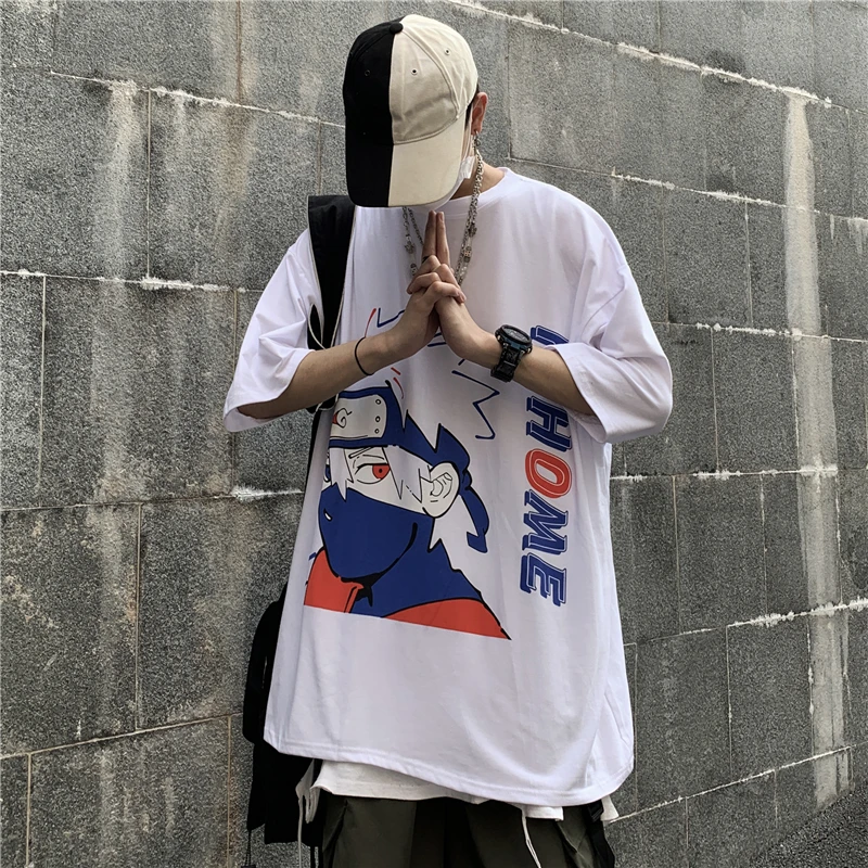 

Summer Anime Naruto T Shirt Cartoon Fashion Dark High Street Sasuke Kakashi Uchiha Obito Tees