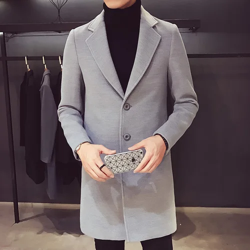 

Men's casual trench coat wool blend coat style 2021 business fashion