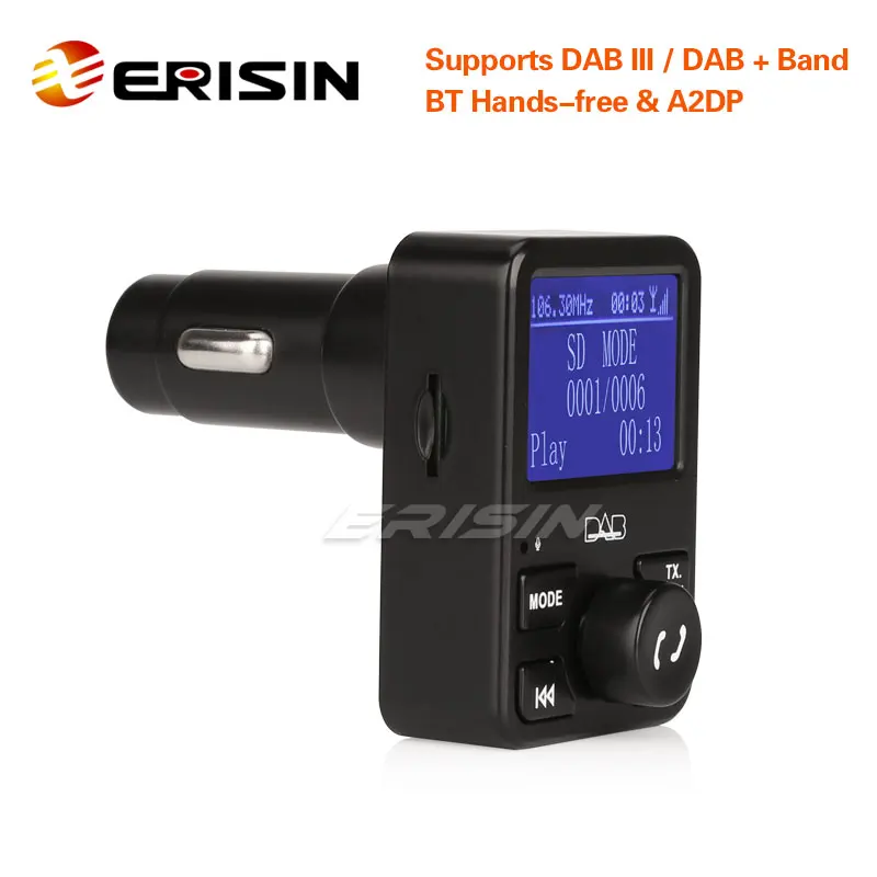Erisin ES367 автомобильное радио стерео DAB+ цифровой приемник Bluetooth USB зарядное устройство дуплексный MP3 A2DP RDS