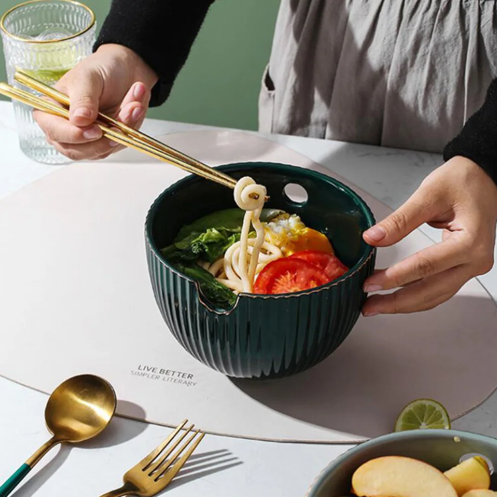 

1Pc Ceramic Noodle Bowl Multi-function Ramen Bowl Practical Instant Noodle Bowl