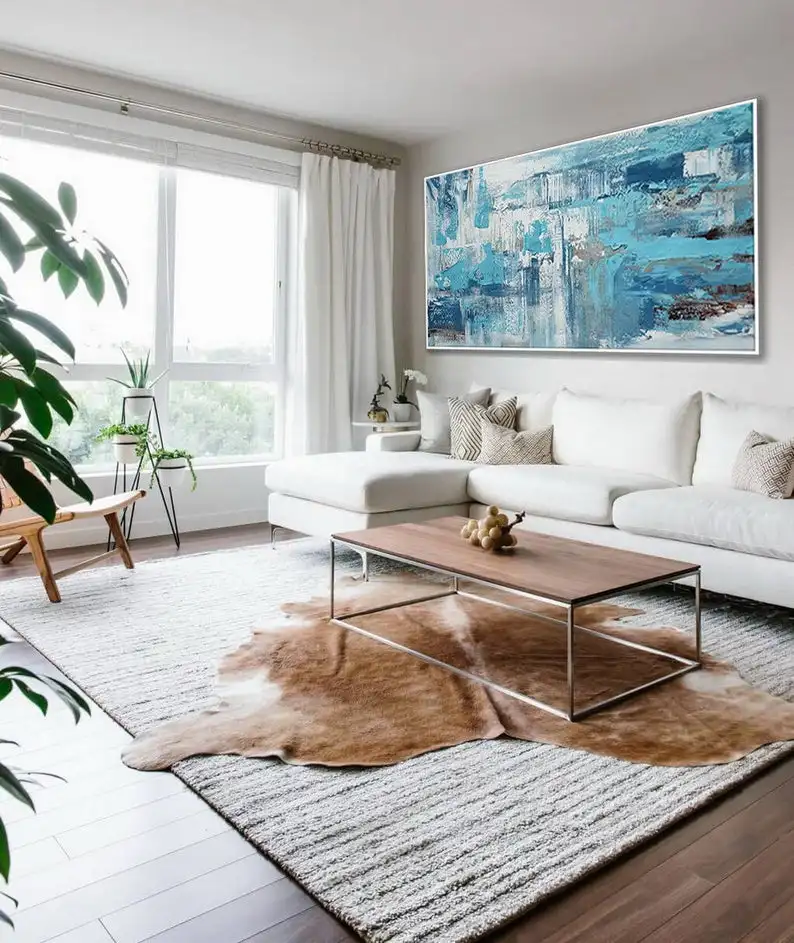 

Extra Large Wall Art Contemporary Painting Oversize Modern Art Panoramic Horizontal Canvas Textured Abstract Acrylic Painting