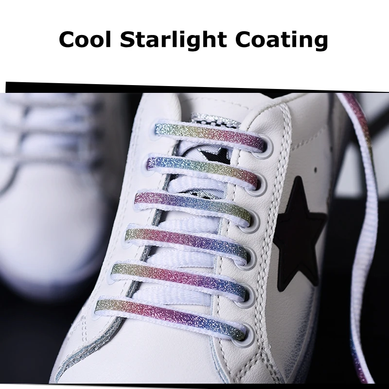 New Reflective Shoelaces Laser sequin Shoelace Weave Braided bracelet Sneakers Running Shoes lace Adult children shoe strings