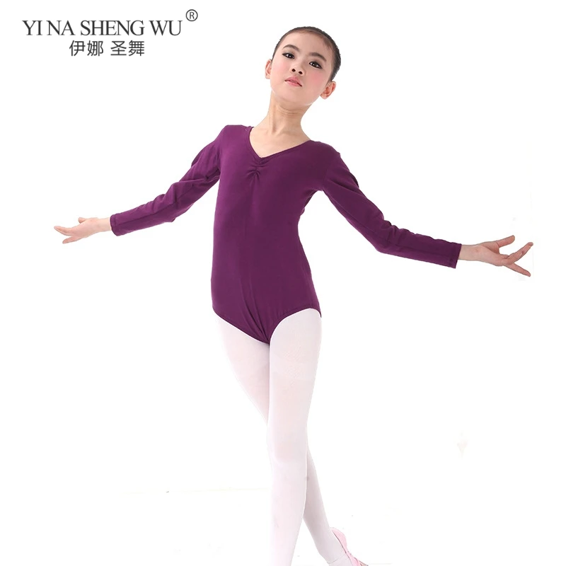 Новый профессиональный девочек SlimBallet боди с длинным рукавом Милая Одежда для