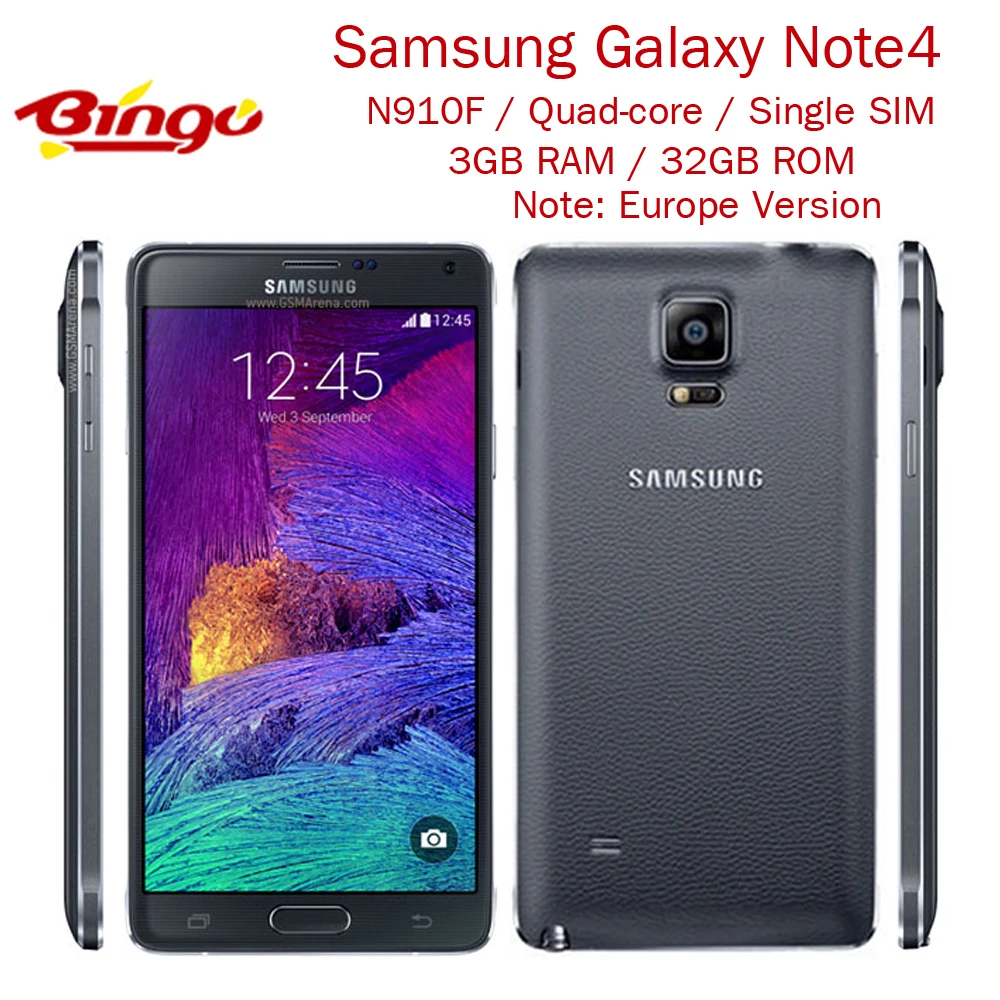 Samsung Galaxy Note 4 N910F смартфон с 5 7 дюймовым дисплеем четырёхъядерным процессором ОЗУ 3