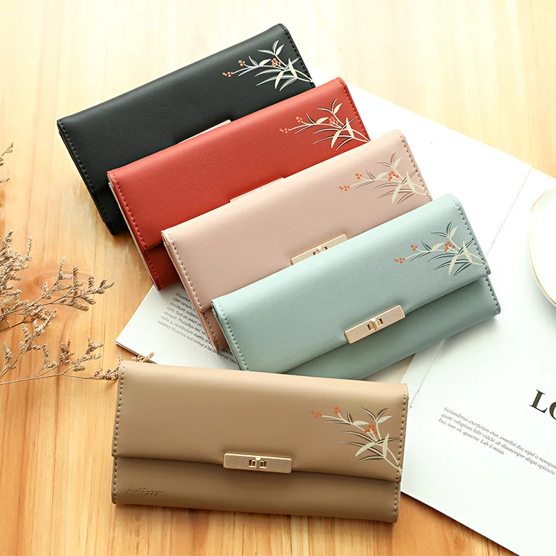 

Brand Metal Hasp Women Wallet Large Capacity Long Card Holder Phone Pocket PU Leather Lady Clutch Female Wallets Carteira